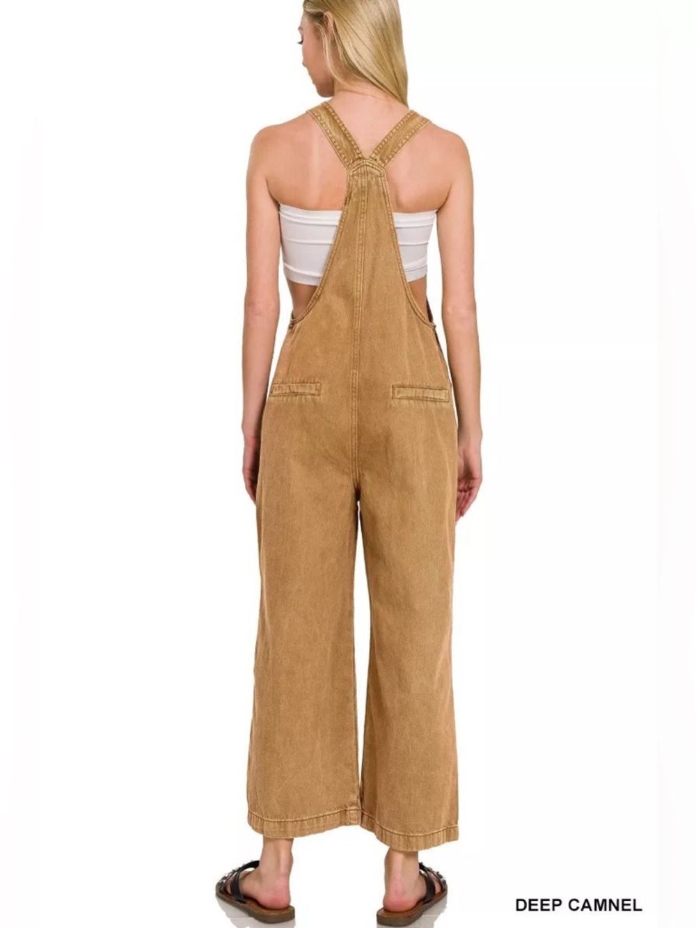 Zenana Outfitters Olive-Brown Cotton Denim Overall Dress - Picture 2 of 13